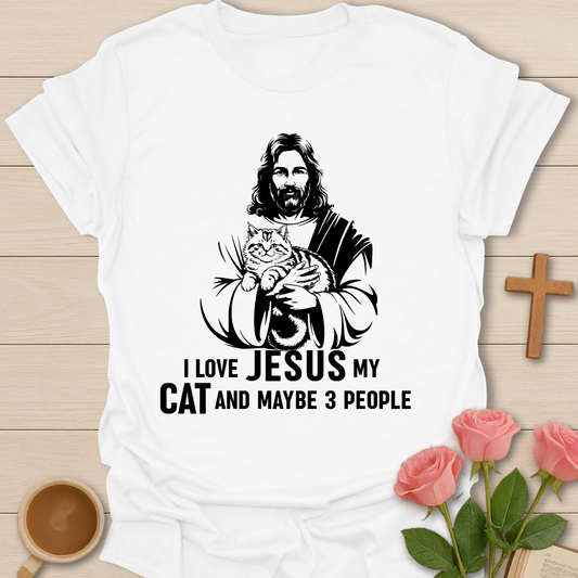 Jesus, Cat And Maybe 3 People T-Shirt