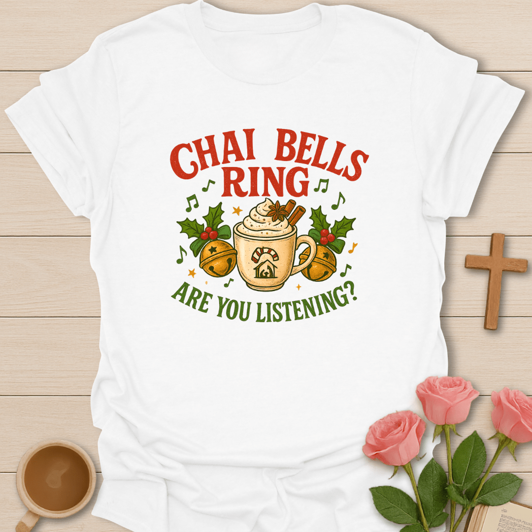 Chai Bells Ring Christmas T-Shirt - Kozzy Co White / S