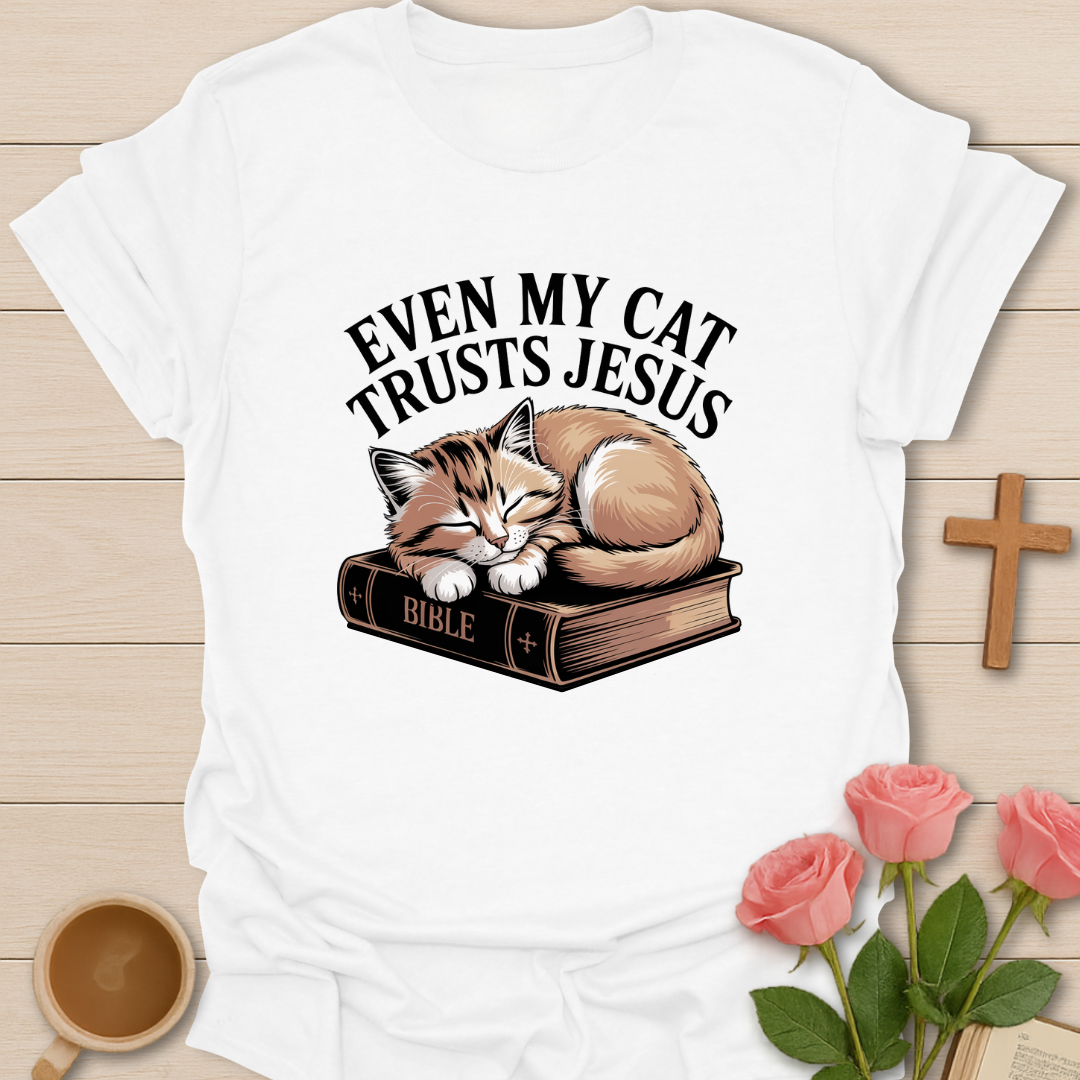 Cat Trusting Jesus  T-Shirt