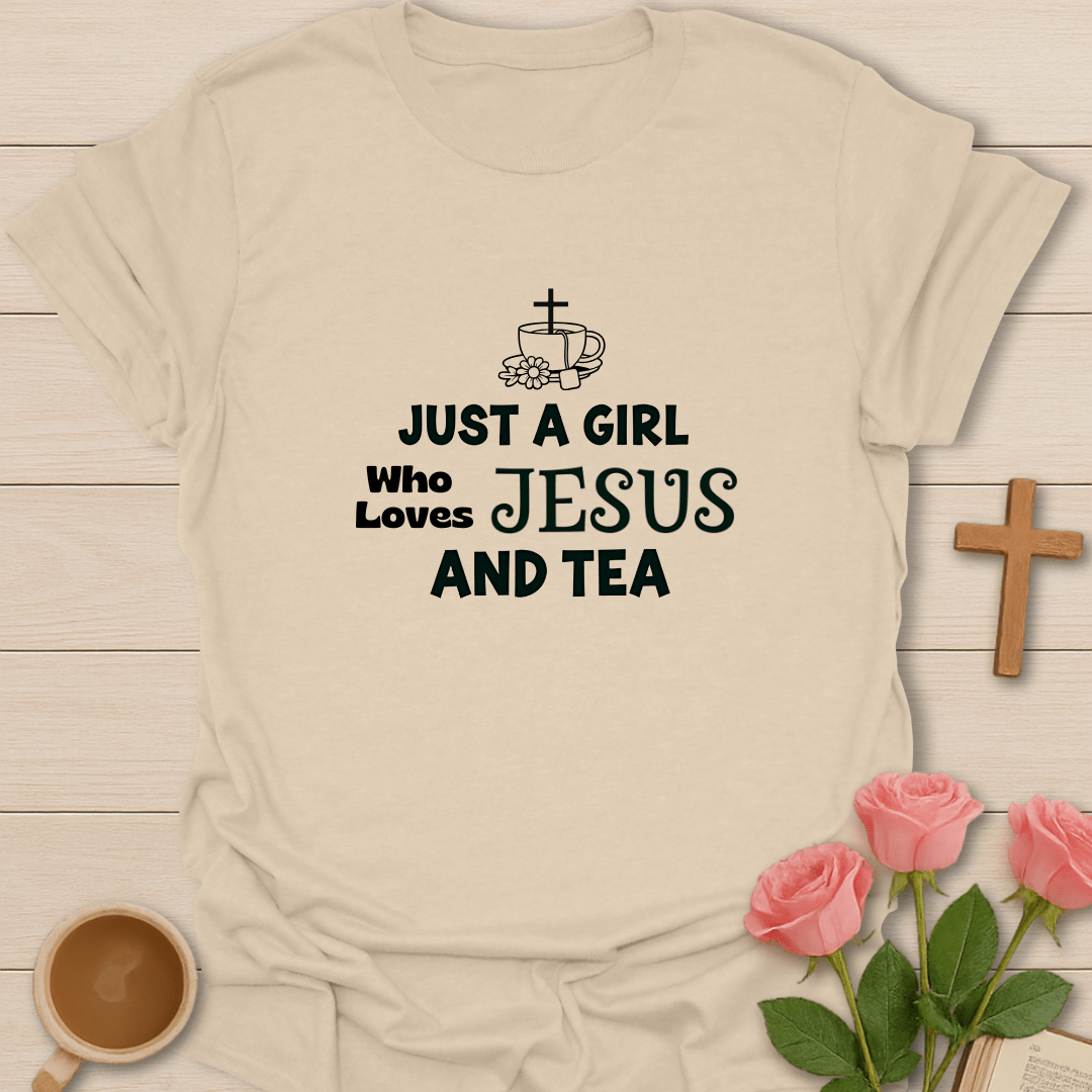 Girl Loving Jesus And Tea T-Shirt T-Shirt