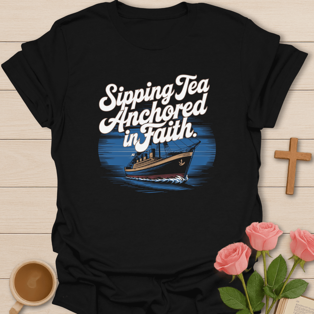 Sipping Tea Faith Anchor T-Shirt T-Shirt