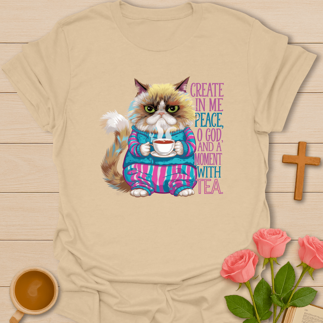 Peaceful Cat Tea T-Shirt T-Shirt