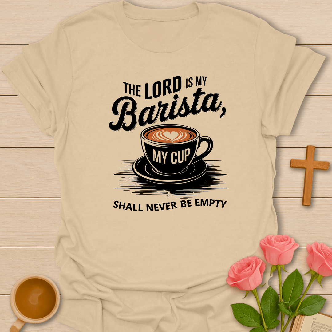 Lord Is My Barista T-Shirt - Kozzy Co Sand / S