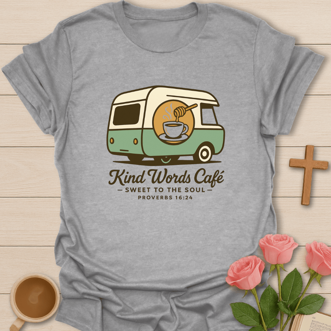 Kind Words Cafe T-Shirt - Kozzy Co Sport Grey / S