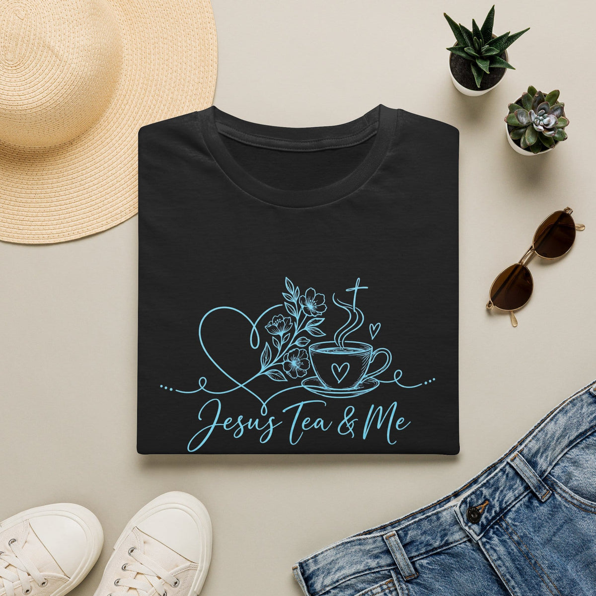 Floral Jesus t-shirt with floral lettering and botanical faith design