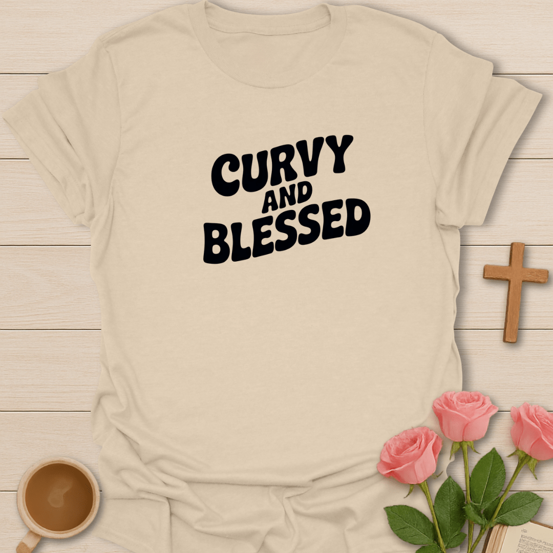 Curvy And Blessed T-Shirt - Kozzy Co Sand / S