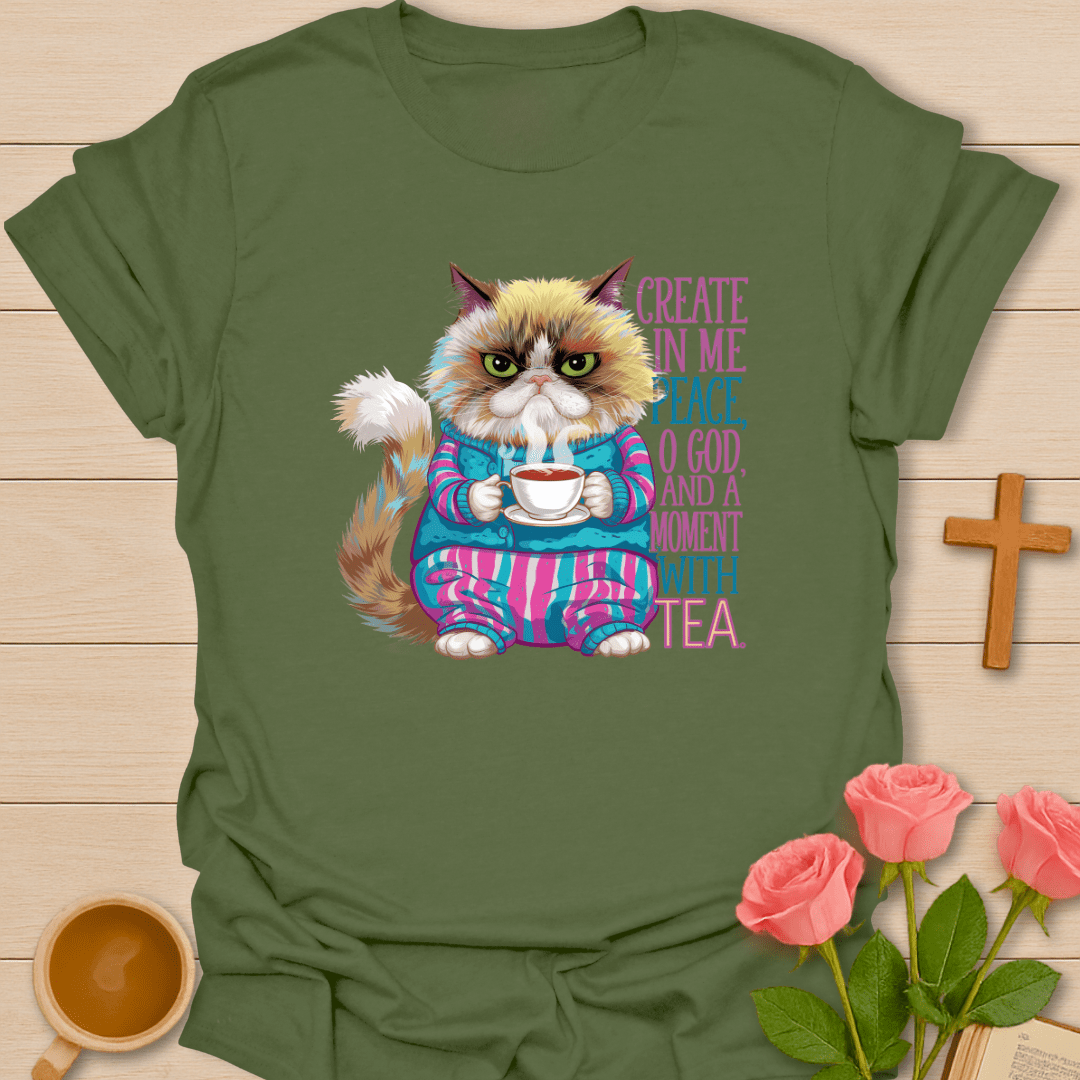 Peaceful Cat Tea T-Shirt T-Shirt