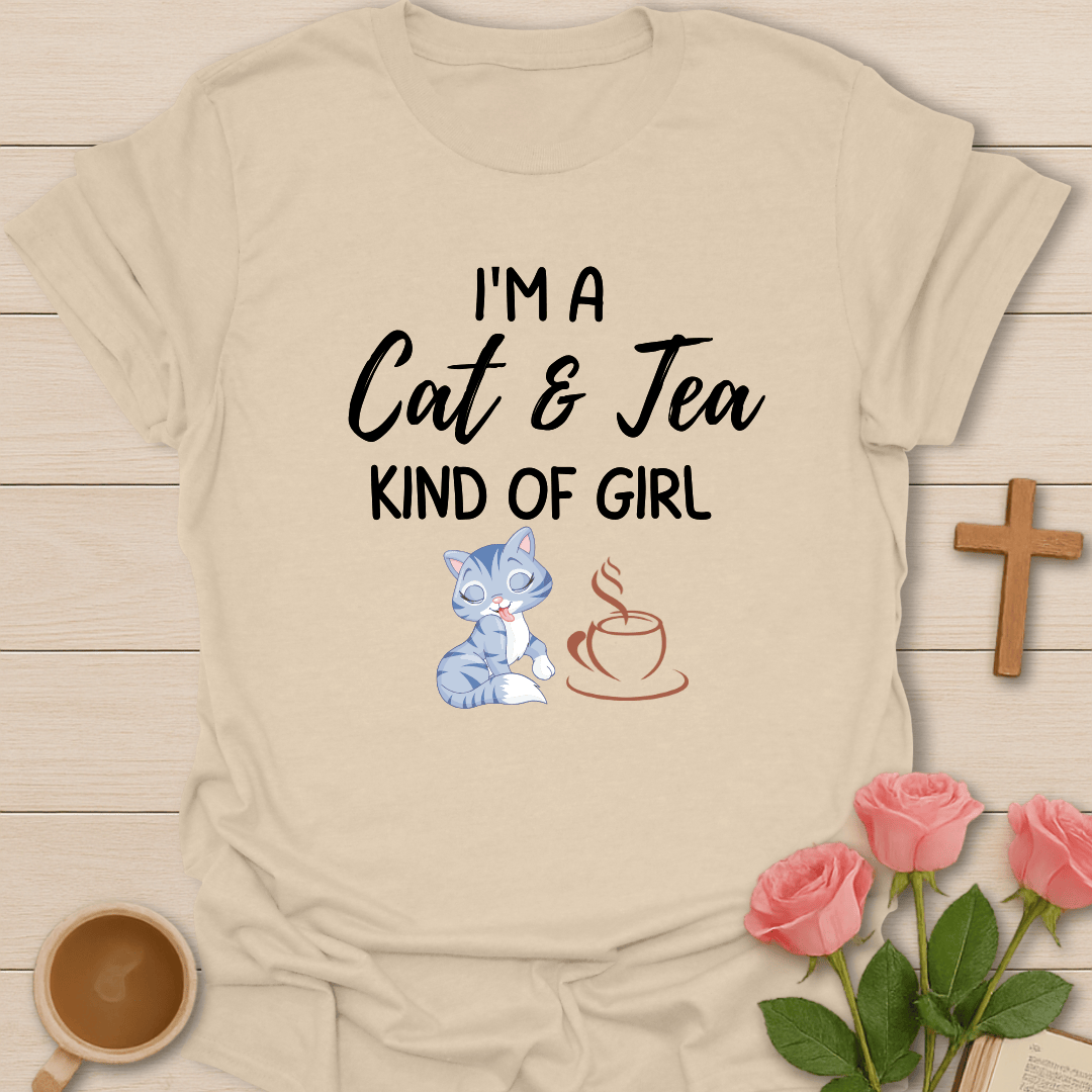 Cat & Tea Kind Of Girl T-Shirt