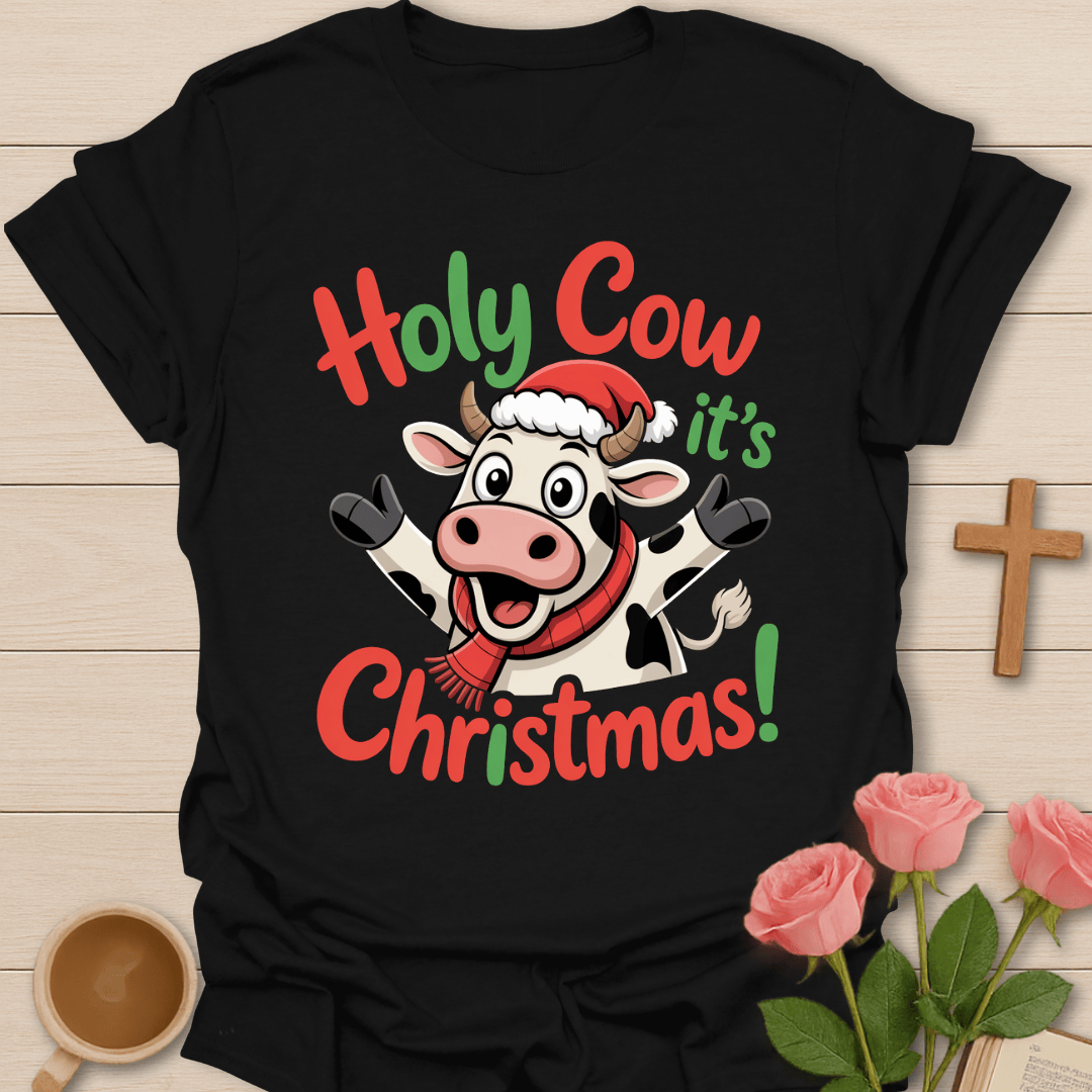 Holy Cow It's Christmas T-Shirt - Kozzy Co Black / S