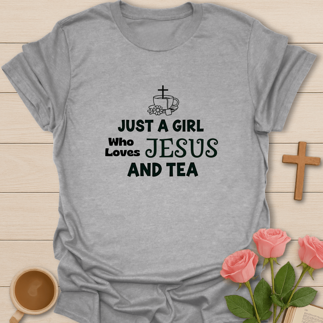 Girl Loving Jesus And Tea T-Shirt T-Shirt