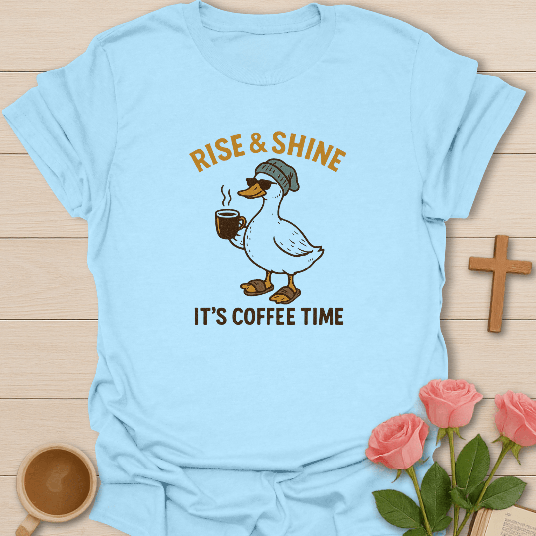 Duck Coffee Time T-Shirt - Kozzy Co Light Blue / S