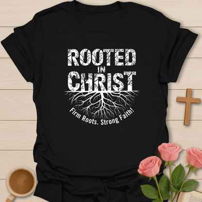 Rooted In Christ Strong Faith T-Shirt - Kozzy Co Black / S