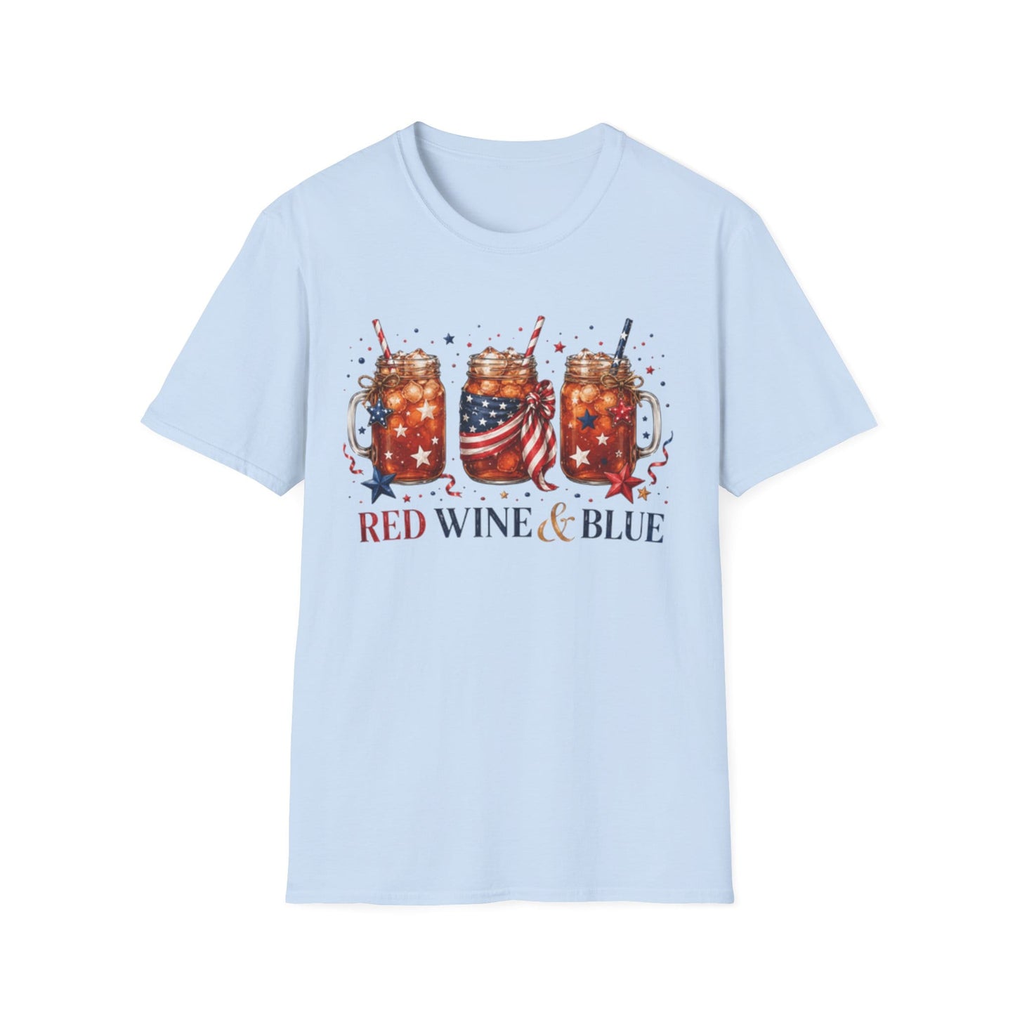 Red Wine and Blue Patriotic T-Shirt KozzyCo Christian and tea lover design