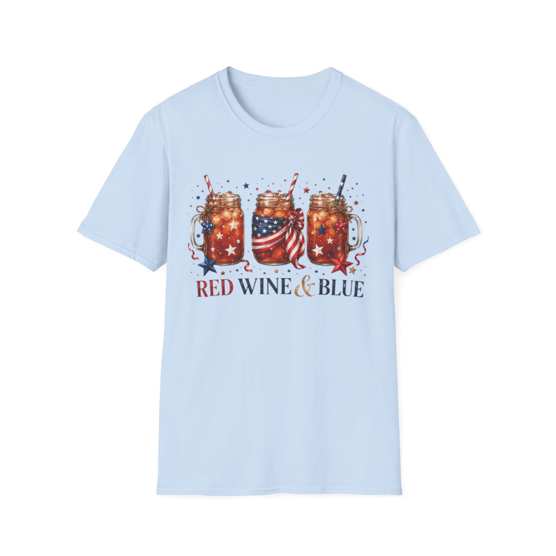 Red Wine and Blue Patriotic T-Shirt KozzyCo Christian and tea lover design