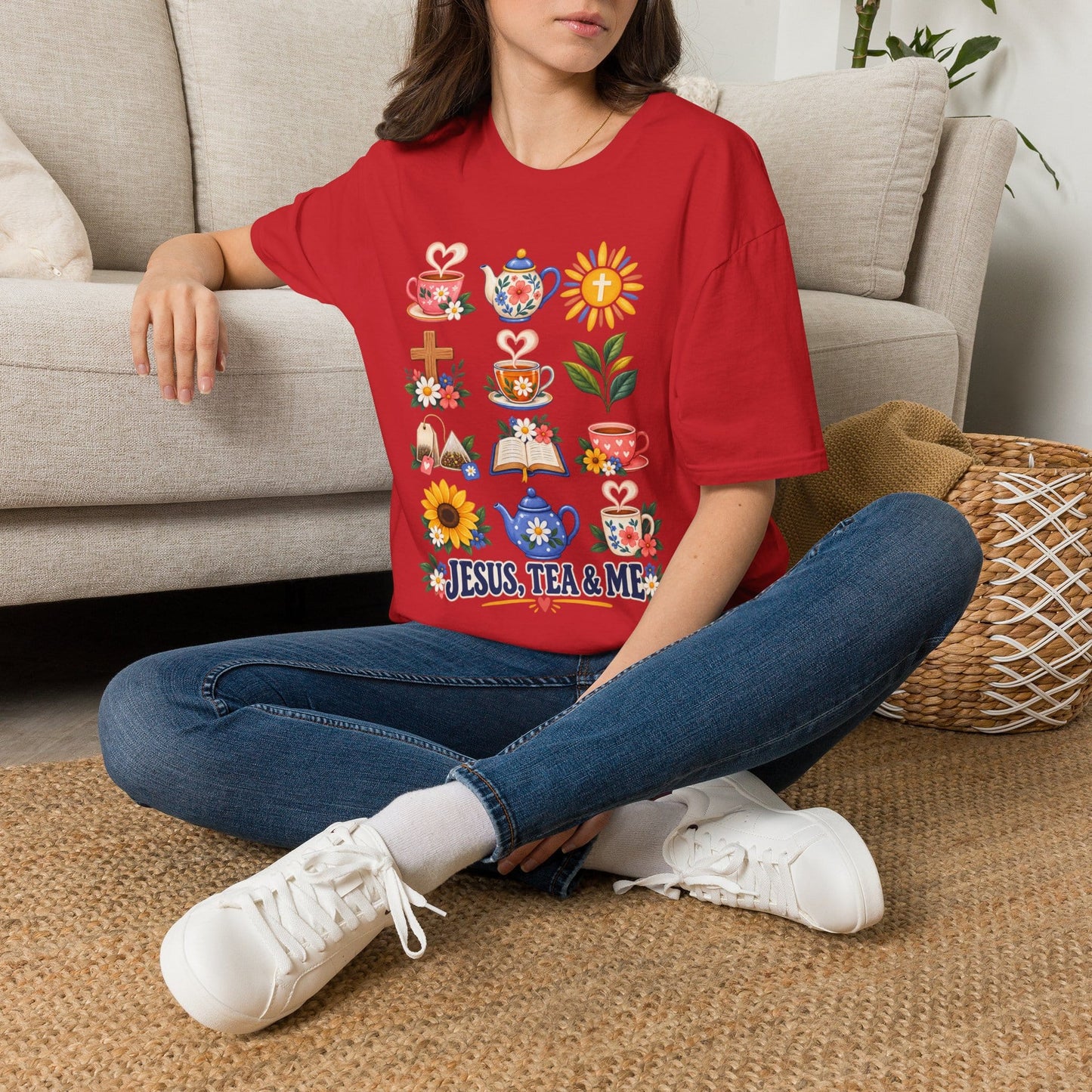Retro Christian tea lover shirt with vintage-style lettering and faith-inspired design.