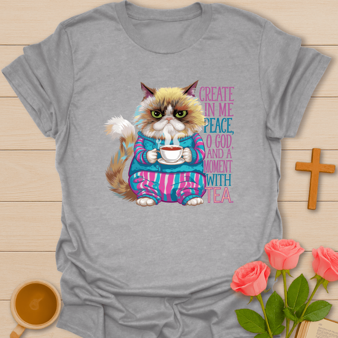 Peaceful Cat Tea T-Shirt T-Shirt
