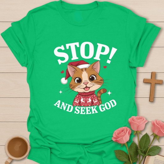 Stop & Seek God Cat T-Shirt