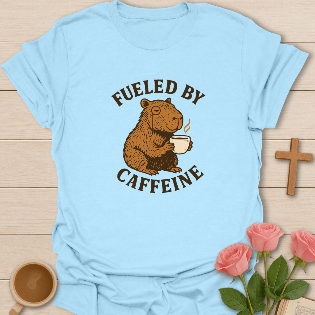 Capybara Caffeinated T-Shirt - Kozzy Co Light Blue / S