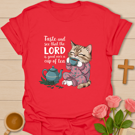 Pajama Cat Good Tea T-Shirt - Kozzy Co Red / S