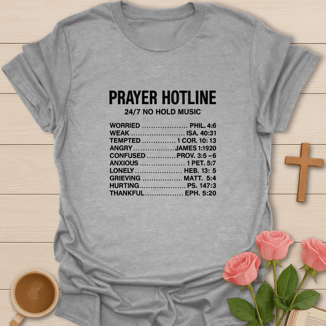 Pray Hotline T-Shirt - Kozzy Co Sport Grey / S