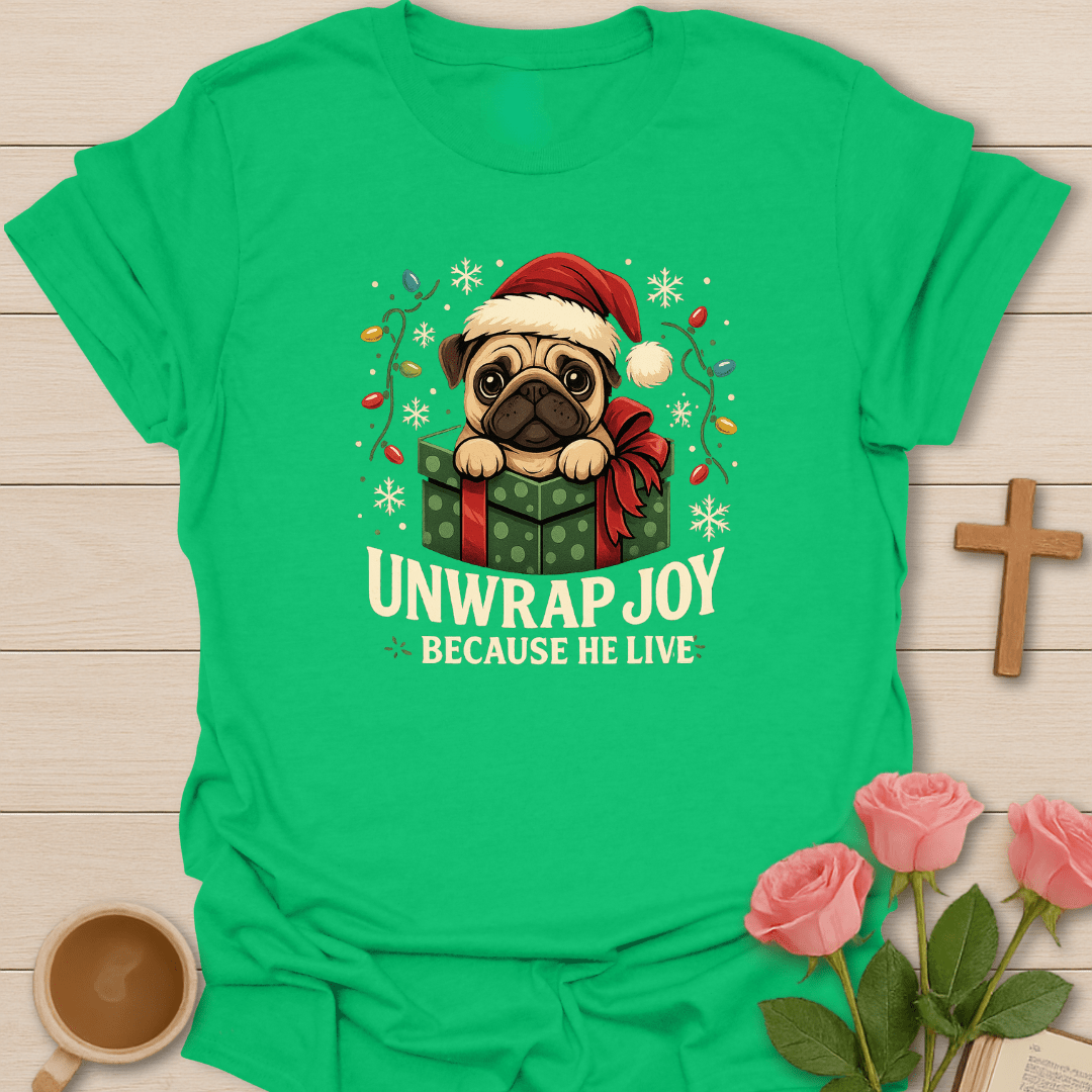 Unwrap Christmas Joy Pug T-Shirt T-Shirt