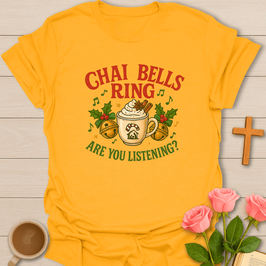 Chai Bells Ring Christmas T-Shirt - Kozzy Co Gold / S