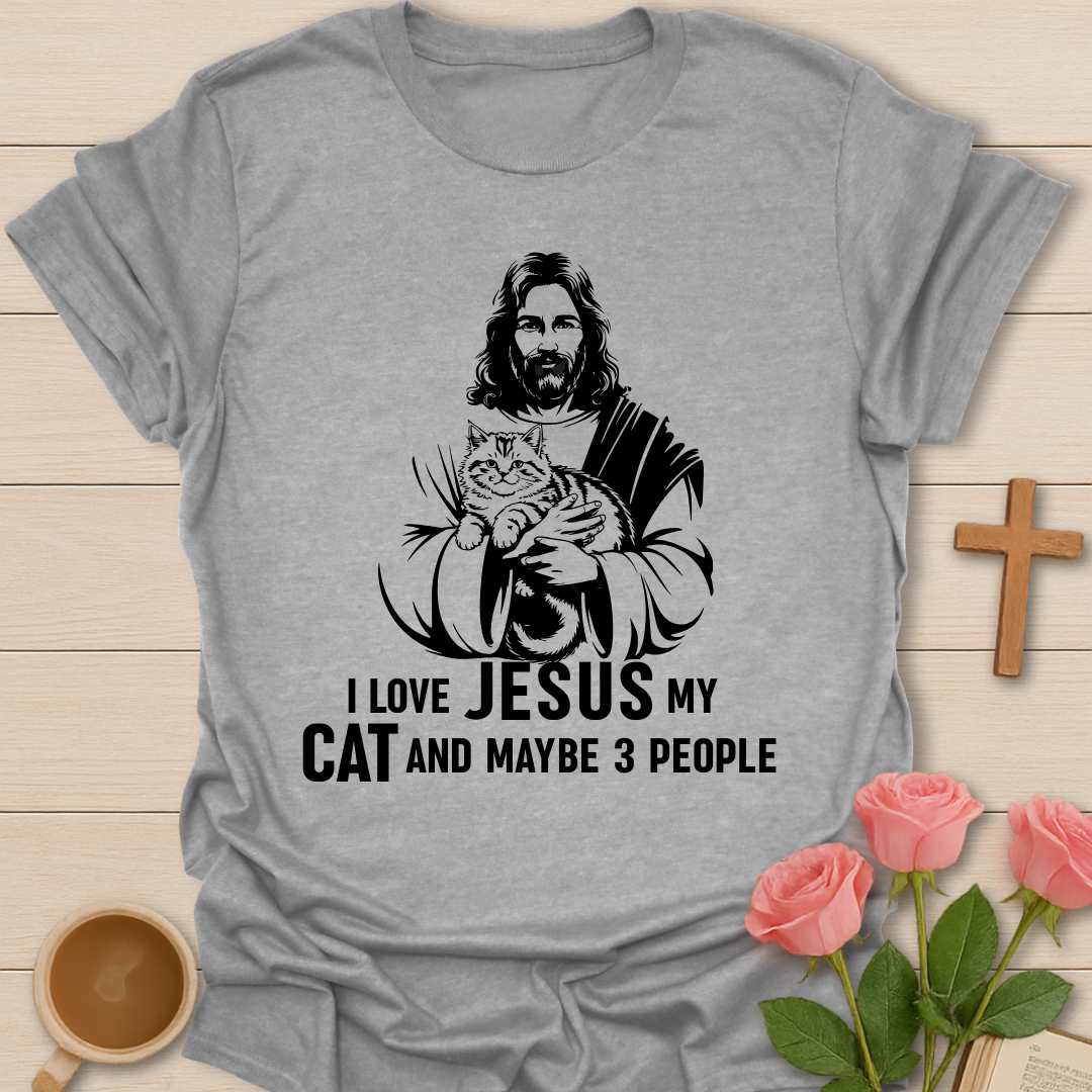 Jesus, Cat And Maybe 3 People T-Shirt