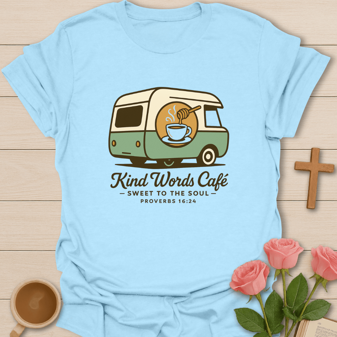 Kind Words Cafe T-Shirt - Kozzy Co Light Blue / S