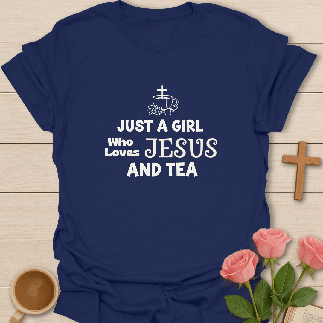 Girl Loving Jesus And Tea T-Shirt T-Shirt