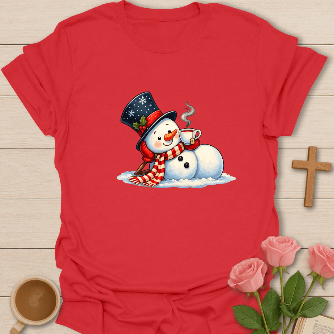 Relaxing With Tea Snowman T-Shirt