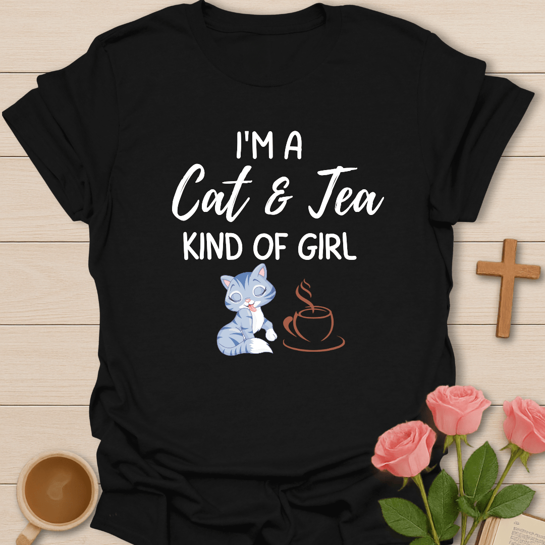 Cat & Tea Kind Of Girl T-Shirt