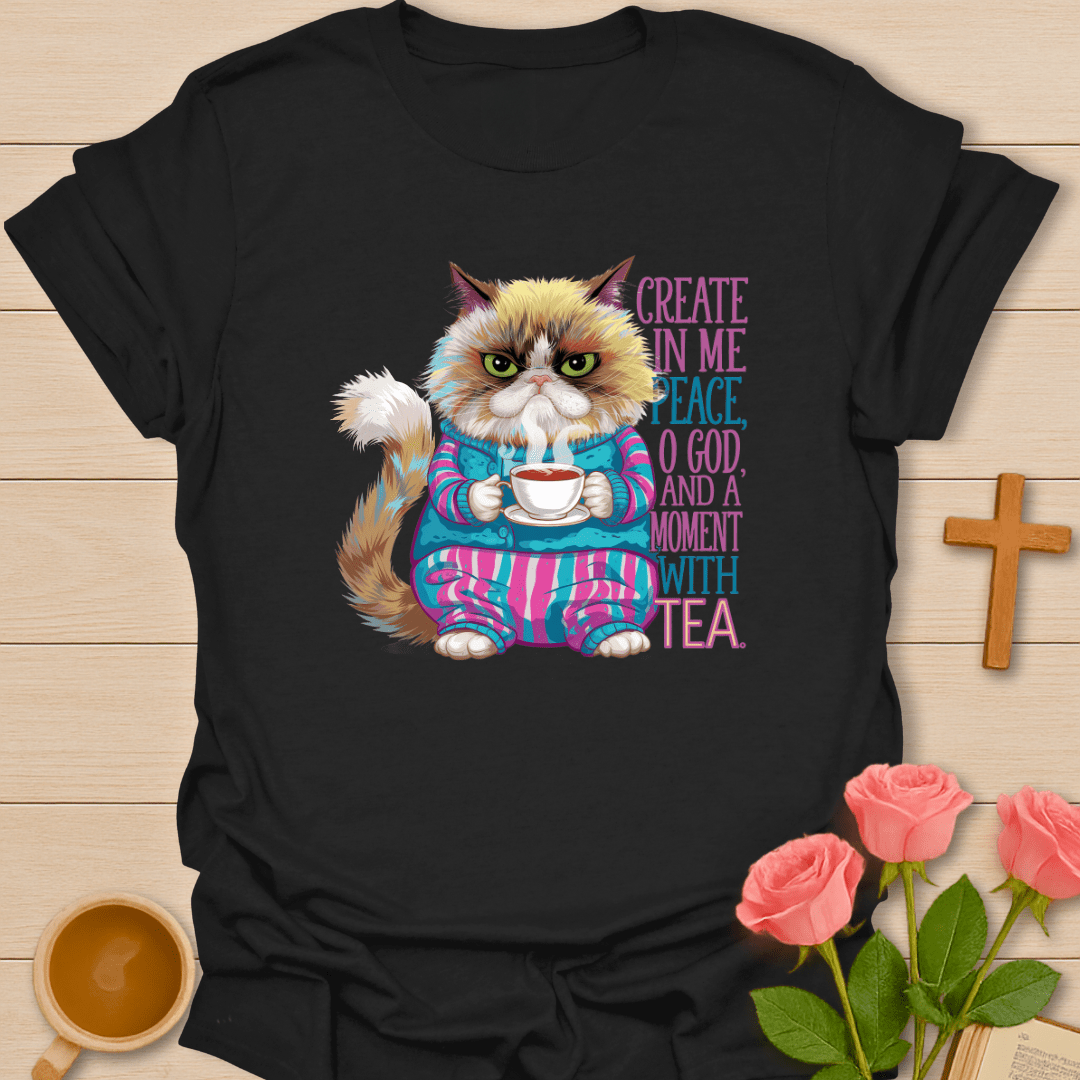 Peaceful Cat Tea T-Shirt T-Shirt