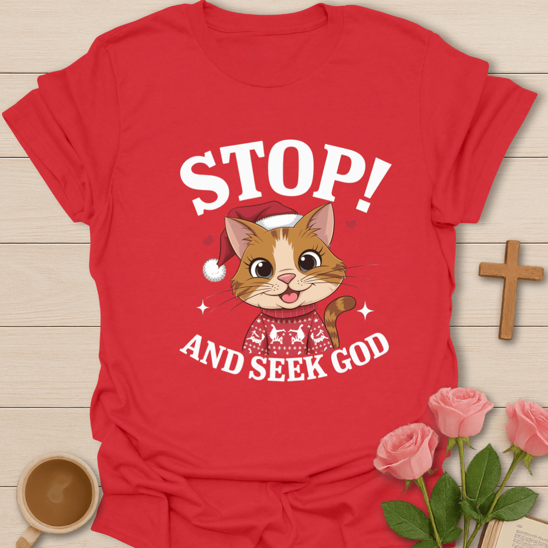 Stop & Seek God Cat T-Shirt