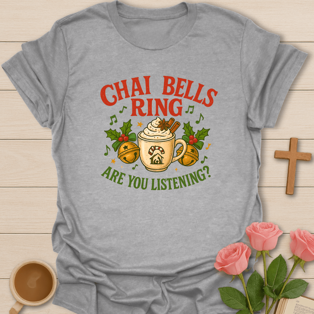 Chai Bells Ring Christmas T-Shirt - Kozzy Co Sport Grey / S