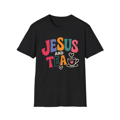 Jesus and Tea shirt with heart artwork and faith-inspired lettering.