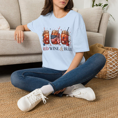 Red Wine and Blue Patriotic T-Shirt KozzyCo Christian and tea lover design