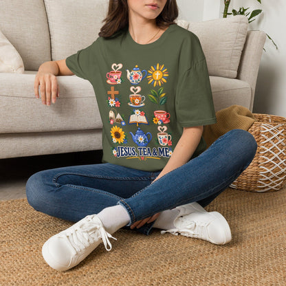 Retro Christian tea lover shirt with vintage-style lettering and faith-inspired design.