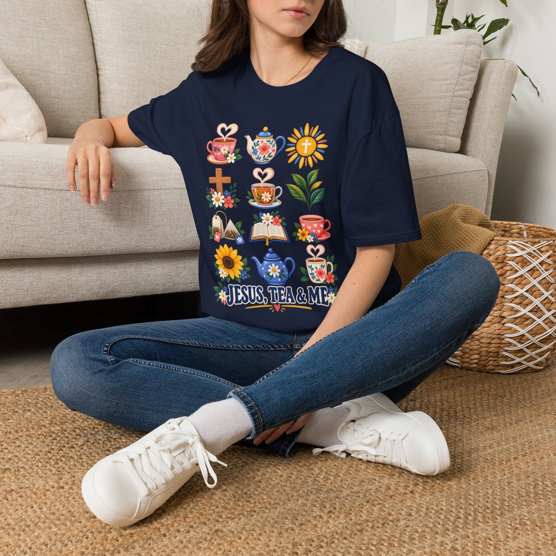 Retro Christian tea lover shirt with vintage-style lettering and faith-inspired design.