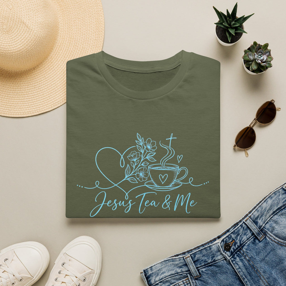 Floral Jesus t-shirt with floral lettering and botanical faith design
