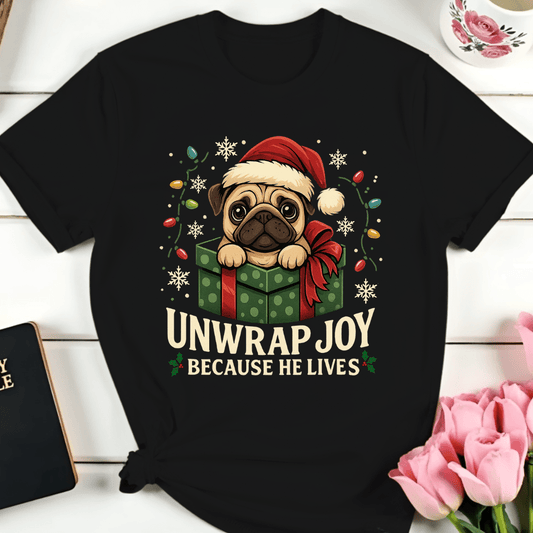 Unwrap Christmas Joy Pug T-Shirt