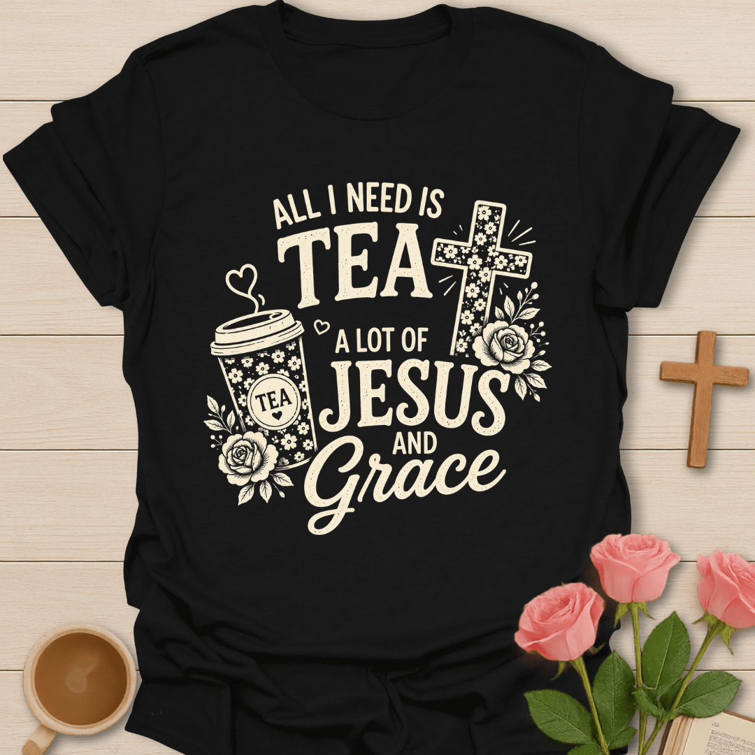 Tea Jesus and Grace T-Shirt KozzyCo Christian and tea lover design