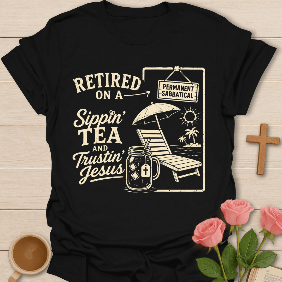 Retired Professor Sippin' Tea T-Shirt KozzyCo Christian and tea lover design