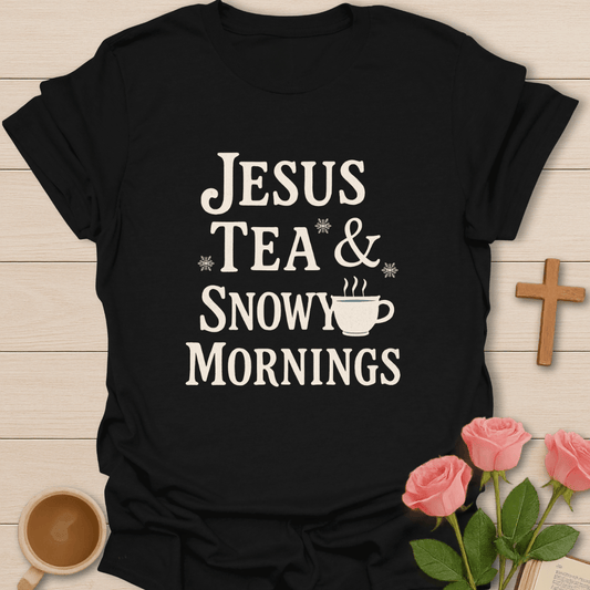 Jesus, Tea & Snowy Mornings T-Shirt