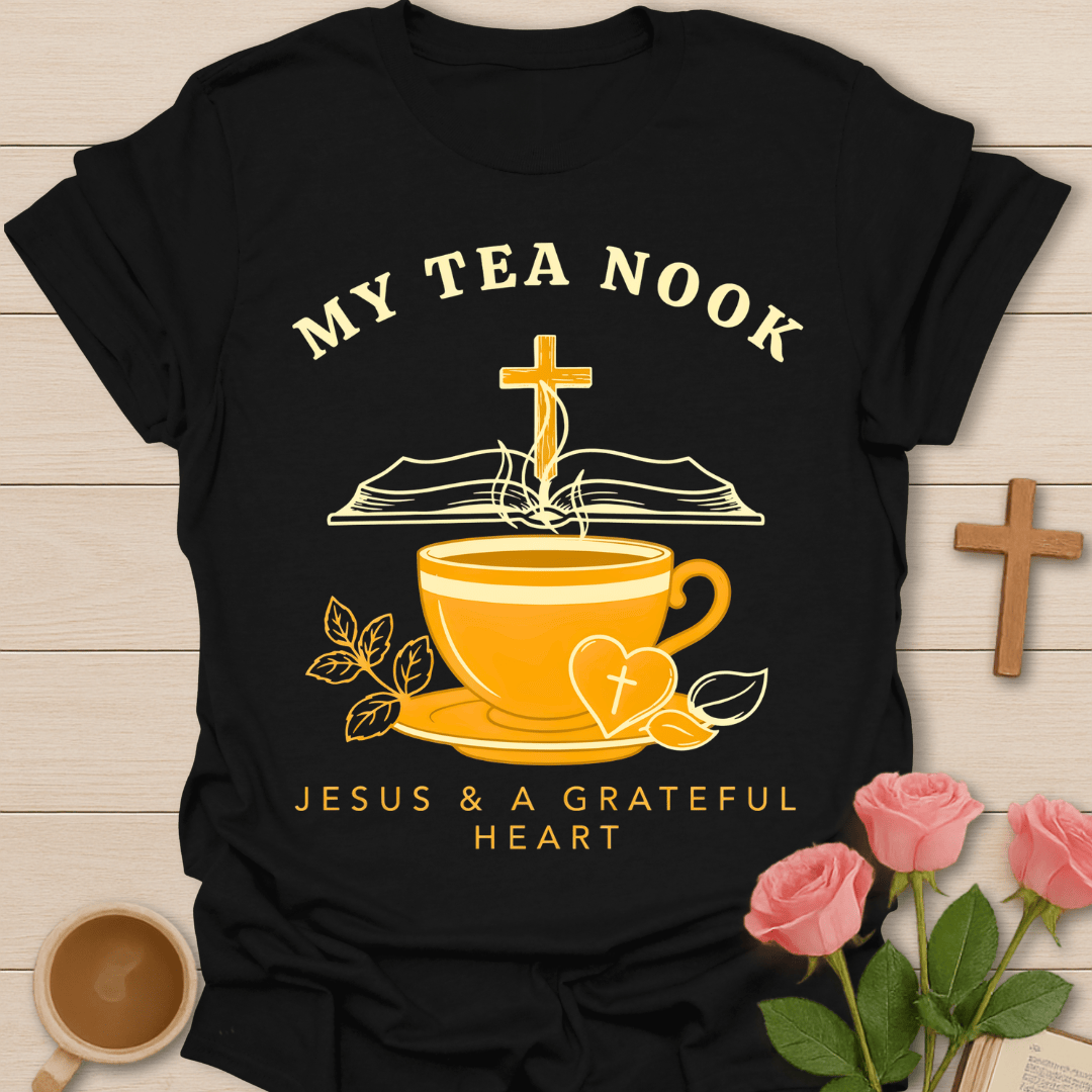 My Tea Nook Grateful Heart T-Shirt KozzyCo Christian and tea lover design