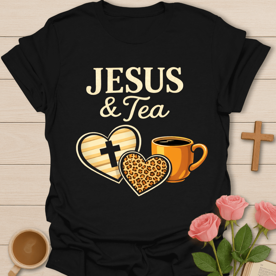 Jesus & Tea Christian Heart T-Shirt T-Shirt