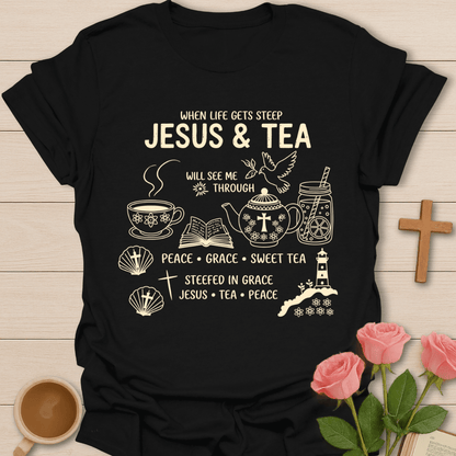 Jesus & Tea See Me Through T-Shirt KozzyCo Christian and tea lover design