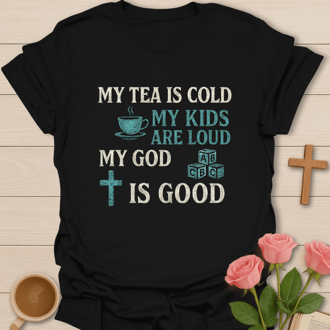 Mom My God Is Good funny Christian shirt with playful lettering and faith-inspired design.