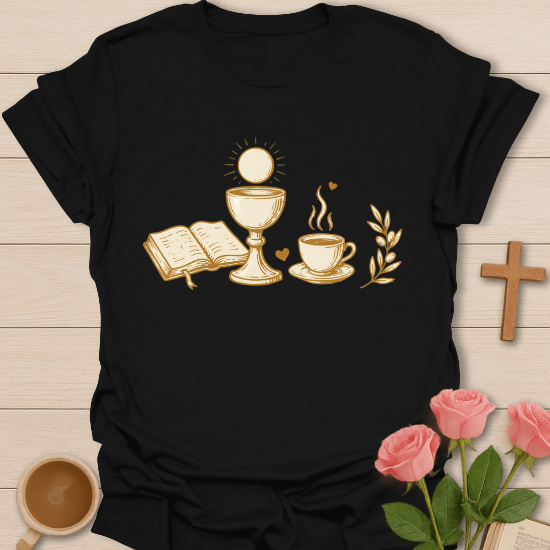 Eucharist & Tea T-Shirt KozzyCo Christian and tea lover design