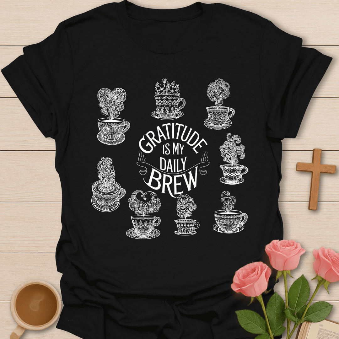 Gratitude Is My Daily Brew: Mandala T-Shirt