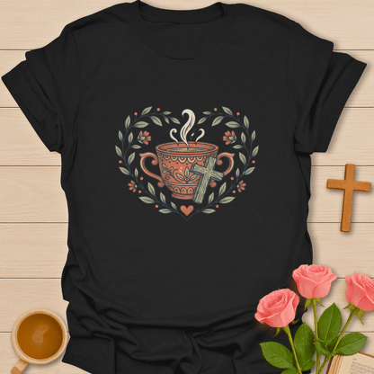 Faith & Tea Floral Heart  T-Shirt